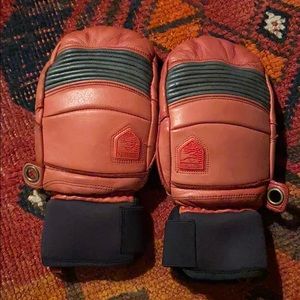 Red leather Hestra gloves